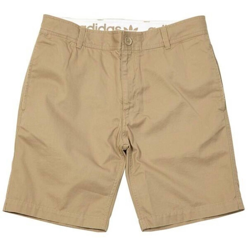 Adidas Mens Khaki Shorts Trefoil Logo Casual Cotton Blend 31